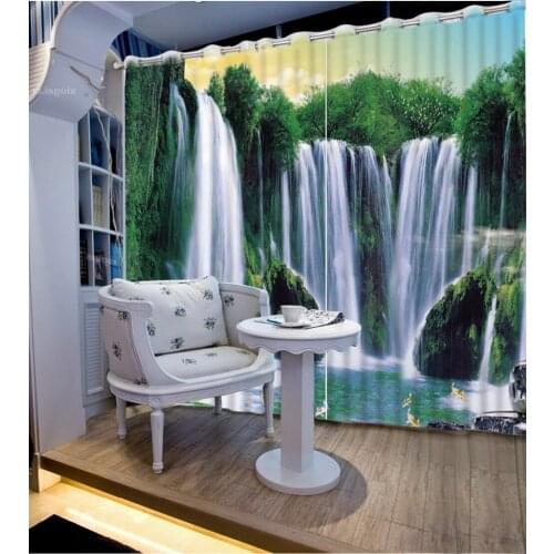 Custom 3d curtains Lotus waterfall landscape curtains for bedroom kitchen window curtains luxury living room curtains