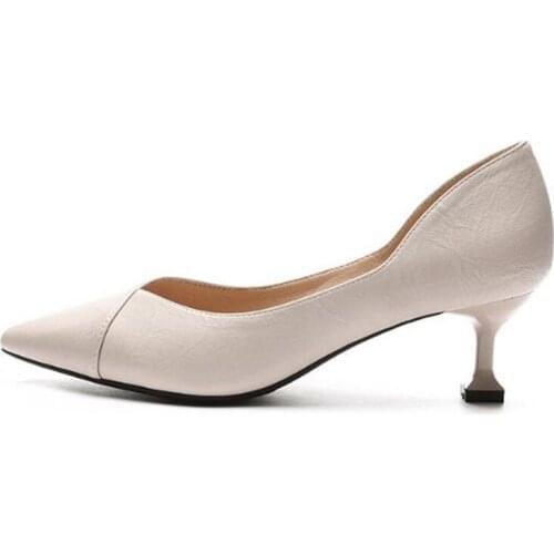 Women Sandals Office Ladie Dress Shoe Slip On Pointed Toe Flock 5CM Thin High Heels women shoes size 35-42 Shallow black