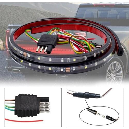 1.5m Car Brake Turn Light Warning Signal Flexible LED Strip Rear Tail Running Reverse Double Flash Lights Red LED Warning Lamp