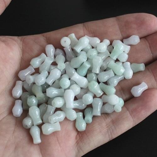10PC Natural Emerald Jade 10MM Vase Beads Jadeite Jewelry Fashion Charm Accessories DIY Hand-Carved Lucky Amulet Gifts Women