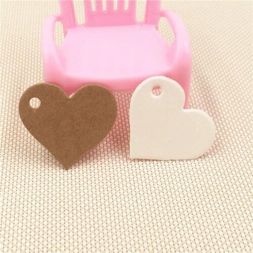 100 pcs 2.5x2.8cm Kraft Paper Heart Thank You Packaging Hang Tags Wedding/Birthday Party Candy Boxes Price Tags Labels