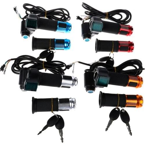 2pcs/set Universal Electric Bike Throttle with LCD display Indicator Gas Handle Throttle for 12-99V E motocycle Bicycle parts