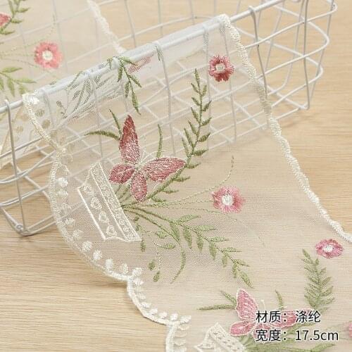 30Yards Butterfly Applique Embroidered Floral Lace Edge Trim Ribbon DIY Clothing Fabric Garment Sewing Craft Wedding Decoration