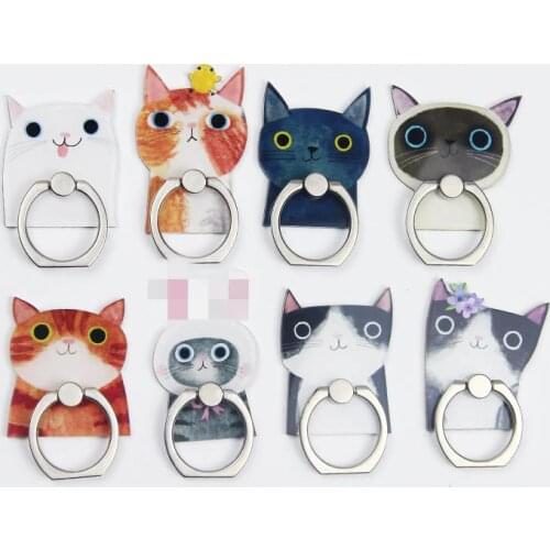 360 Degree Cartoon Cat Finger Ring Smartphone Stand Holder Mobile Phone Holder For iPhone Huawei All Phone