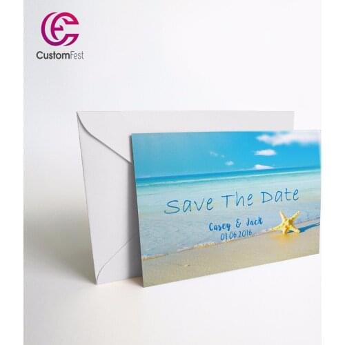 50pcs/lot Personalized Thank you card or save the date card with free envelop starfish 039