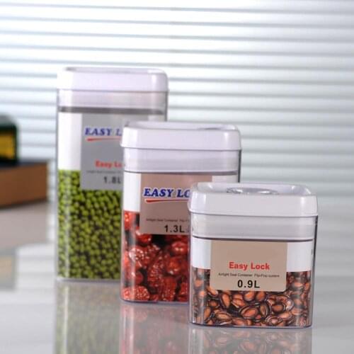 60% Hot Sales!!! Rectangular Dry Food Cereal Flour Beans Airtight Flip Storage Container Holders