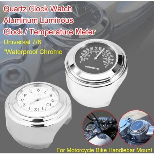7/8 Universal Waterproof Shockproof Motorcycle Bicycle Handlebar Mounted Hand Clock Tools Thermometer Motorcycle Accessories
