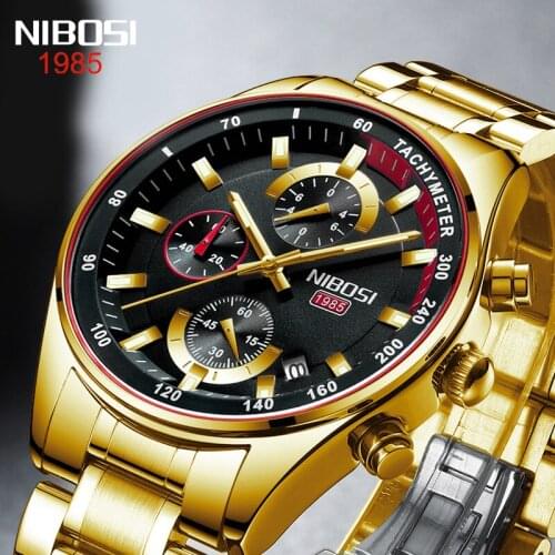NIBOSI New Fashion Casual Mens Quartz Watch Stainless Steel Strap Luminous Hands 30M Waterproof Watches Relogio Masculino