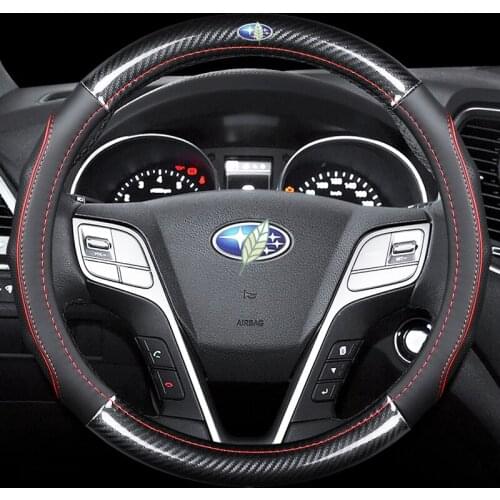 Car Carbon Fiber Leather Steering Wheel Covers Interior Accessories 38cm for Subaru WRX Impreza STi BRZ Forester XV Car Styling