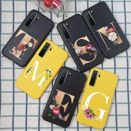 For Huawei P40 Lite Case 4G 5G Letter Flower Silicone Case Cover For Huawei P40 Lite E P40Lite Phone Case Matte TPU Soft Funda