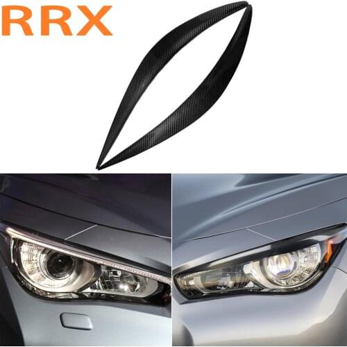 For Infiniti Q50 2014-2019 Carbon Fiber Headlight Eyebrows Cover Trim Auto Headlamp Eyelid Paste On Car Tuning Accessories