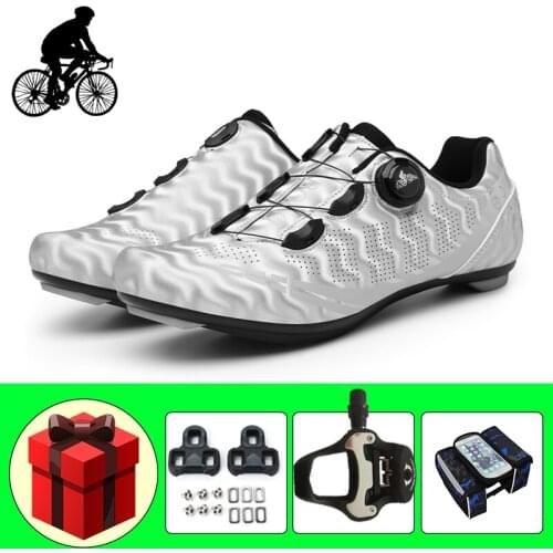 Athletic Road Bicycle Riding Sneakers Bicicleta Triatlon Breathable Reflective Men Cycling Footwear Add Pedals Racing Flat Shoes