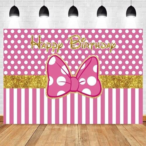 Golden Pink Stripe Girl Newborn Baby Shower 1st Birthday Photozone Bow Background Photography Backdrops Photophones For Photos