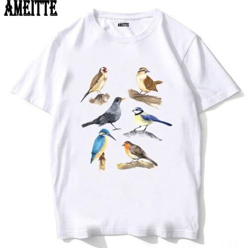 AMEITTE New Summer Fashion Men T-Shirt Pretty Bird Park Print T-Shirt Boy Casual Tops Funny Birds Design Tees Man Short Sleeve