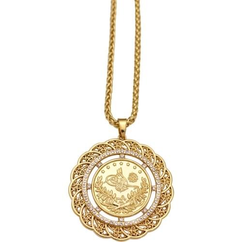 Islam Arab Coin Gold Color Turkey Coins Pendant Necklace Ottoman coins jewelry
