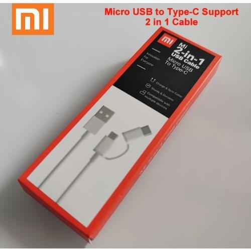 Xiaomi Cable 2 in 1 2in1 Micro USB/Type C Cable 2A Fast charge For Mi 9 8 se 6 A1 A2 A3 F1 F2 9T Redmi Note 9 9s 8 7 K20 K30 Pro