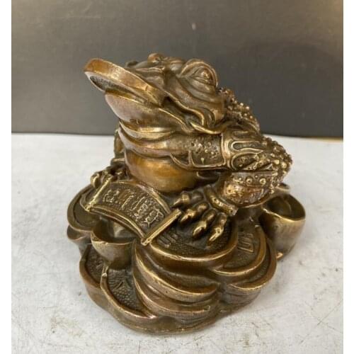 China brass recruit wealth gold toad crafts statue