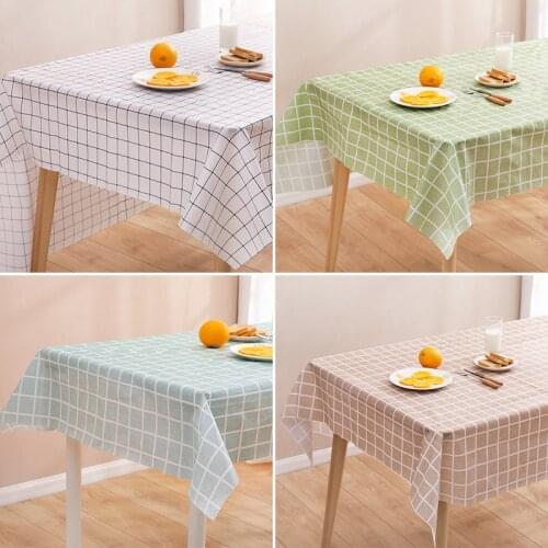 Nordic Style Plaid Tablecloth PEVA Oilproof Waterproof Dining Table Cloth Cover Wedding Birthday Party Home Kitchen Tablecloth