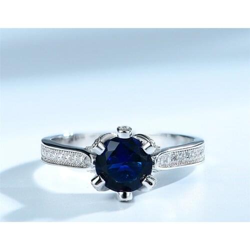 DY 925 Sterling Silver Ring Gemstone Blue Sapphire Cubic Zirconia Unique Delicate Temperament Ring For Woman Classic Jewelry