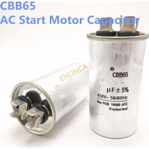 1pcs 450v CBB65 15uf 16uf 20uf 25uf 30uf 35uf 40uf 45uf 50uf 60uf 70uf 80uf 100uf 10AC Start Motor Capacitor Air Conditioner