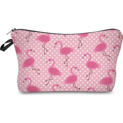 Makeup Bags Full Cute Flamingo Animal Printed Cosmetic Totes For Women 2021 New Fashion Waterproof Handbag Pink Color Lady