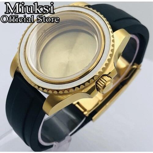 Miuksi 40mm gold case sapphire glass rubber strap fit NH35 NH36 ETA 2836 Mingzhu DG2813 3804 Miyota 8215 8205 821A movement