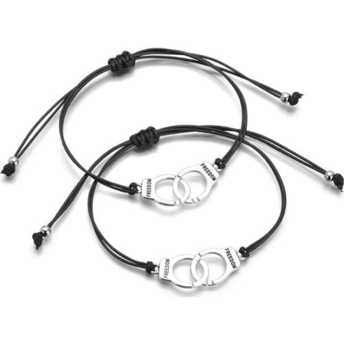 Handmade Police Officers Handcuffs Freedom Justice Charm Fashion Bracelets Friendship Couple Lover Bracelets Kit Unisex