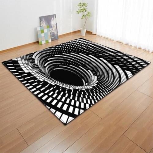 Soft 3D Printed Area Rugs Vortex Mat Rug Ant Black and White Visual Illusion Three-Dimensional Vortex Living Room Carpet JA55