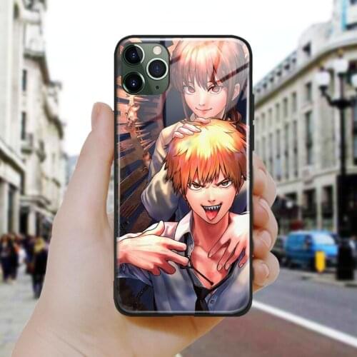 Denji and Makima Chainsaw Man Soft Silicone Glass Phone Case Cover Shell For iPhone SE 6 6s 7 8 Plus X XR XS 11 12 Mini Pro Max