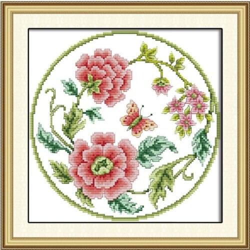 Flowers in blossom cross stitch kit aida 14ct 11ct count printed canvas stitches embroidery DIY handmade needlework