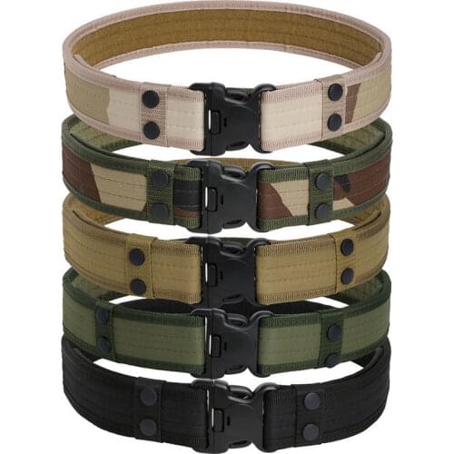 New Combat Canvas Duty Tactical Sport Belt with Plastic Buckle Army Military Adjustable Outdoor Fan Hook Loop Waistband