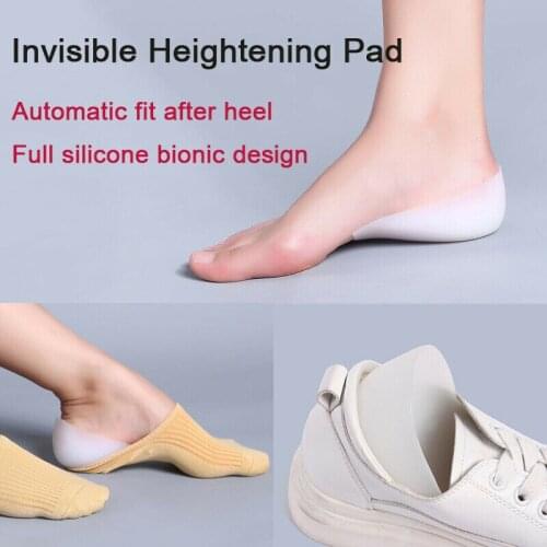 New Women Men Invisible Height Increase Socks Heel Pads Silicone Insoles Foot Clear Solid 2020