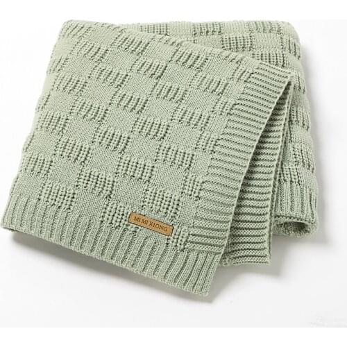 Newborn Baby Blankets Knit Plaid Toddler Stroller Wrap Swaddle Solid 100*80CM Infant Girl Boy Bedding Sofa Crib Quilt Super Soft