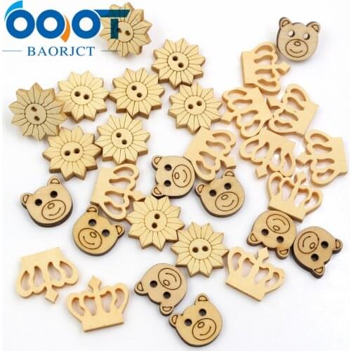 OOOT BAORJCT 181232 100 pcs 3 optional 2 hole wood sewing button China 15 mm clothing button accessories DIY handmade materials