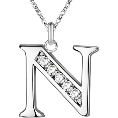 Wholesale Charm Silver Color Pendants For Women Fashion Jewelry Necklace Lady Fashion Jewelry Pendant Letter N AN220/aycajpja