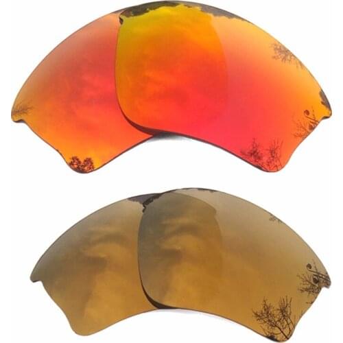Orange Red Mirrored & Bronze Gold Mirrored Polarized Replacement Lenses for Half Jacket XLJ Frame 100% UVA & UVB