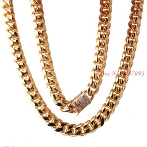 Hot Selling Gold Color Curb Link Rombo Fashion Mens Chain Boys 316L Stainless Steel Necklace Best Christmas Gift