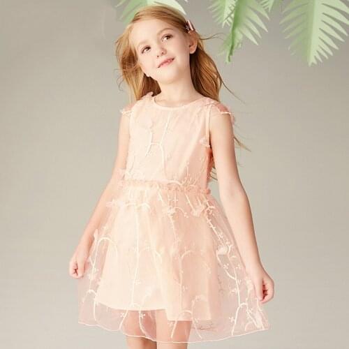 Sleeveless dress girl children summer net yarn dress embroidery dress