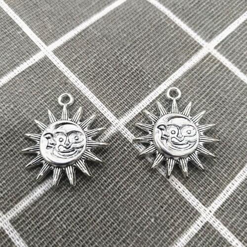 4 Pcs 30*25mm Alloy Sun&Moon Charms For Making Jewelry Vintage Gothic Necklace Pendant Silver Color DIY Accessories Wholesale