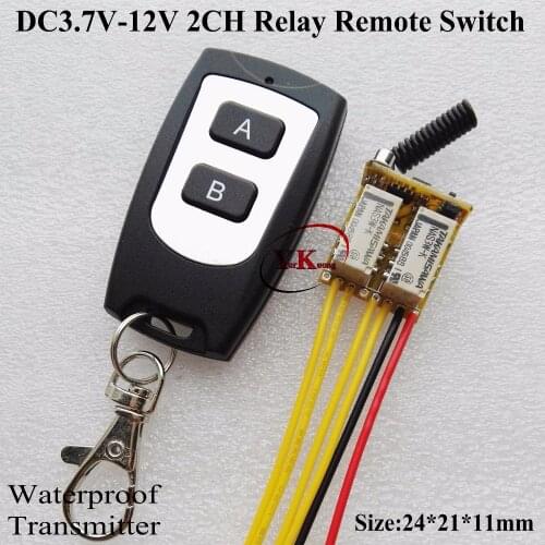 Micro Relay Remote Switch 4.2V 4.5V 5V 6V 7.4V 8V 9V 12V 2CH 2A NO COM NC Contact Switching Wireless Switch ASK Momentary Latche