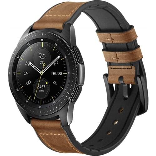 Bands for Galaxy Watch 46mm/Active 2 40mm 44mm Band 20mm 22mm Leather Strap for samsung gear s3 Classic Forntier wrist bracelet