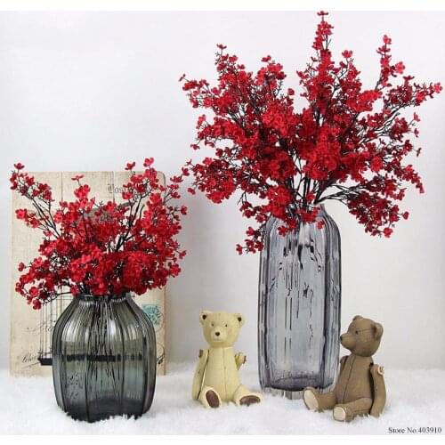 Silk Flowers Cherry Blossoms Artificial Flower Fake Sakura Tree Branches Japan Decoration Plum Flores Table Home Wedding Decor