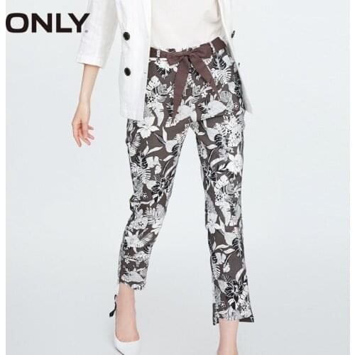 ONLY irregular thin straight Floral nine points Pants | 11836J502