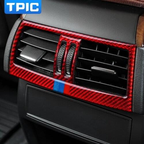 TPIC Interior Carbon Fiber M performance Car Rear Air Conditioning Outlet Panel Trim Stickers For BMW E70 E71 X5 X6 2009-2013