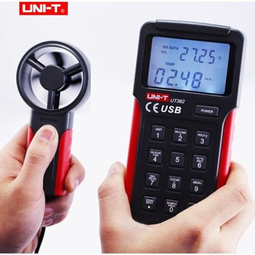 UNI-T UT362 Wind Speed Meter Tachometer Anemoscope Anemometer can measure temperature/wind speed/wind count with USB interface