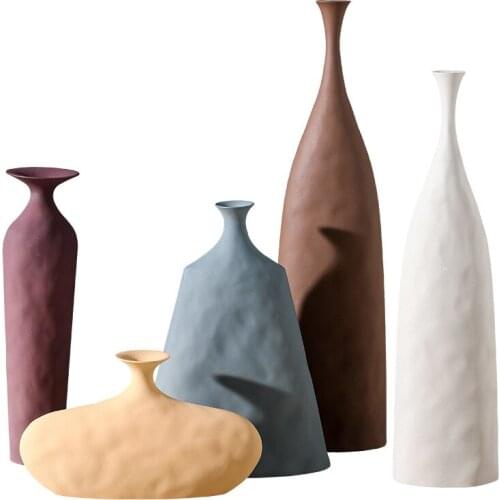 Flower Vase Nordic Ceramic Vase Decoration Home Creative Models Living Room Model Flower Arrangement Geometric Art Decorative