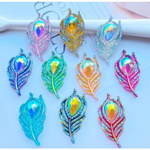 10Pcs Lovely Mixed Beautiful Resin Feathers Flatback Cabochon Scrapbook Kawaii DIY Embellishments Accessories J19
