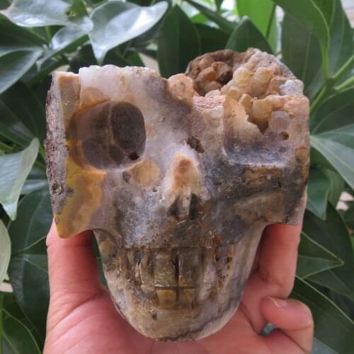 2.1lb Rare ! Unique !! Natural Red Agate Gemstone Skull Meditation Reiki Healing Home Decoration Gift