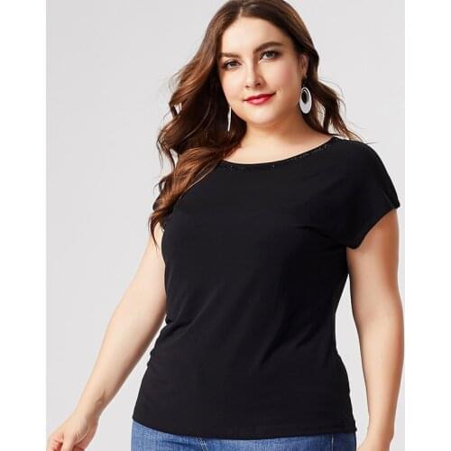 2020 Summer mom Short sleeve Simple T-shirt fashion ladies Vintage elegant Plus Size Womens Tops