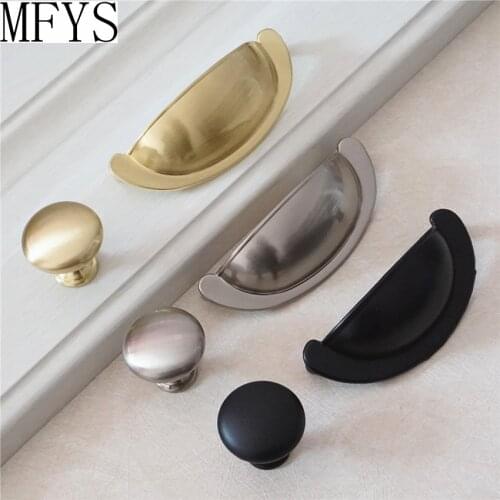 3'' Brushed Brass Gold Drawer Knobs Pull Handles Black Cup Bin Shell Pull Dresser Handles Kitchen Cabinet Handle Knob Door Pull